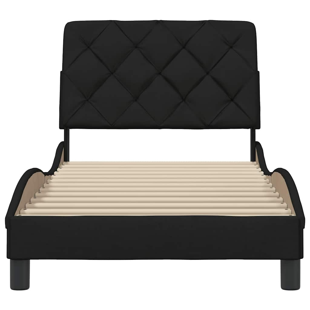 Cadre de lit sans matelas noir 90x190 cm tissu