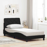 Cadre de lit sans matelas noir 90x190 cm tissu