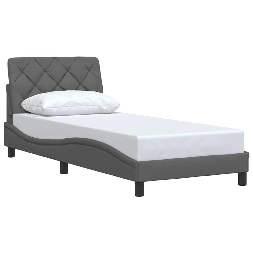 Cadre de lit sans matelas gris foncé 90x200 cm tissu