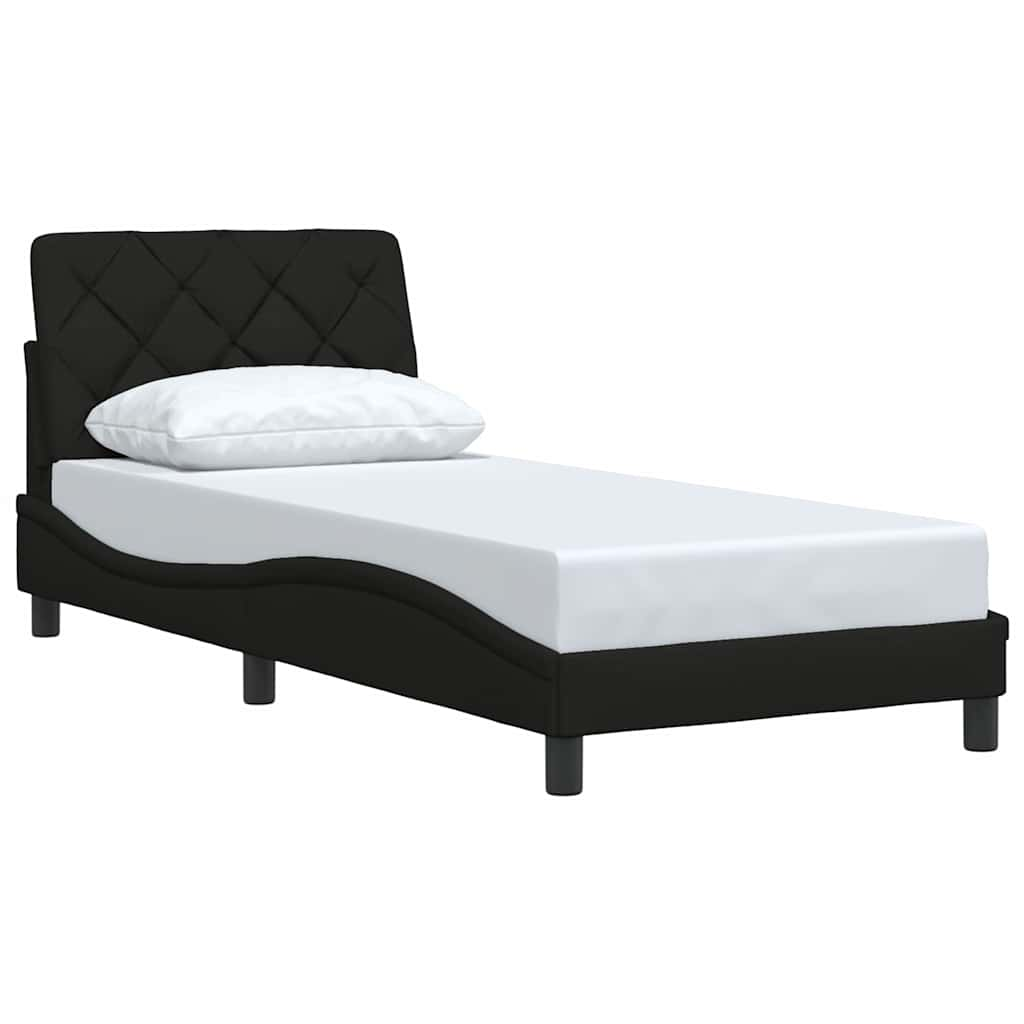 Cadre de lit sans matelas noir 90x200 cm tissu