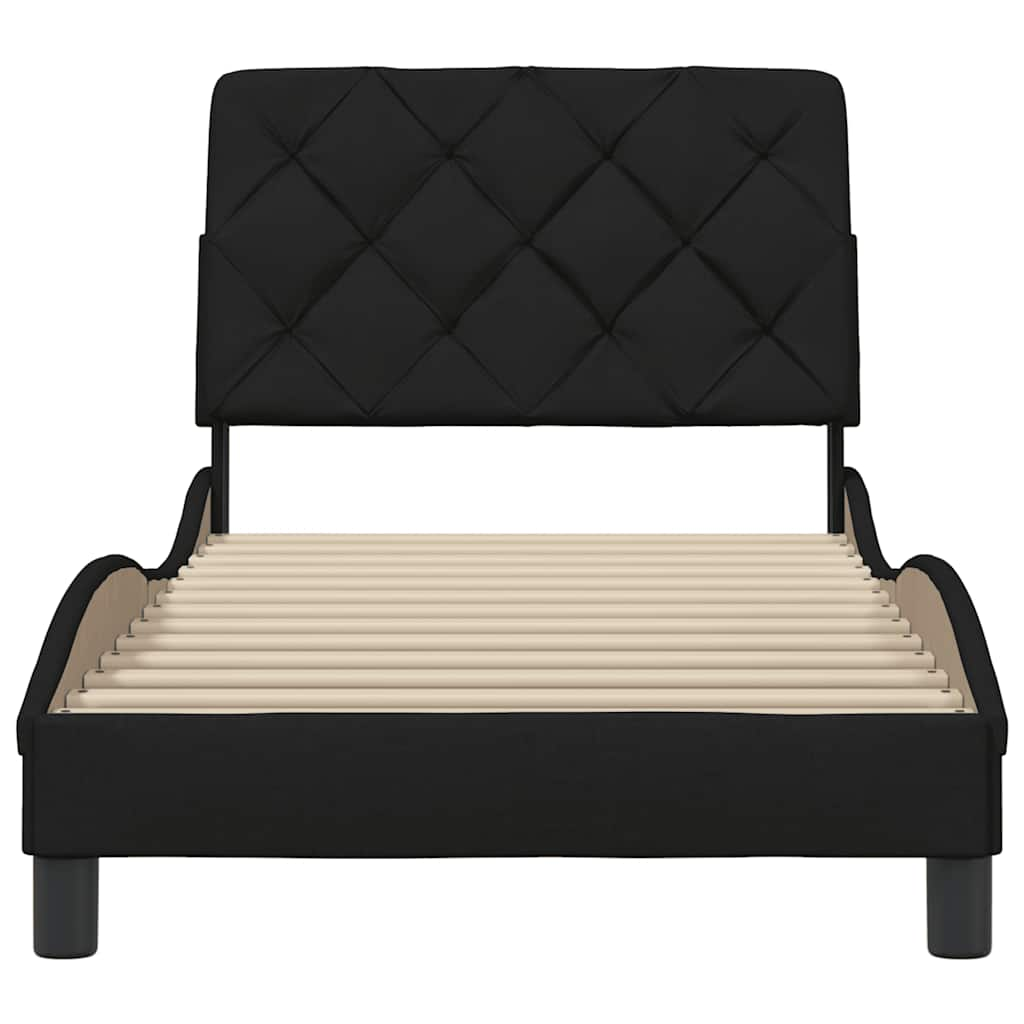 Cadre de lit sans matelas noir 90x200 cm tissu