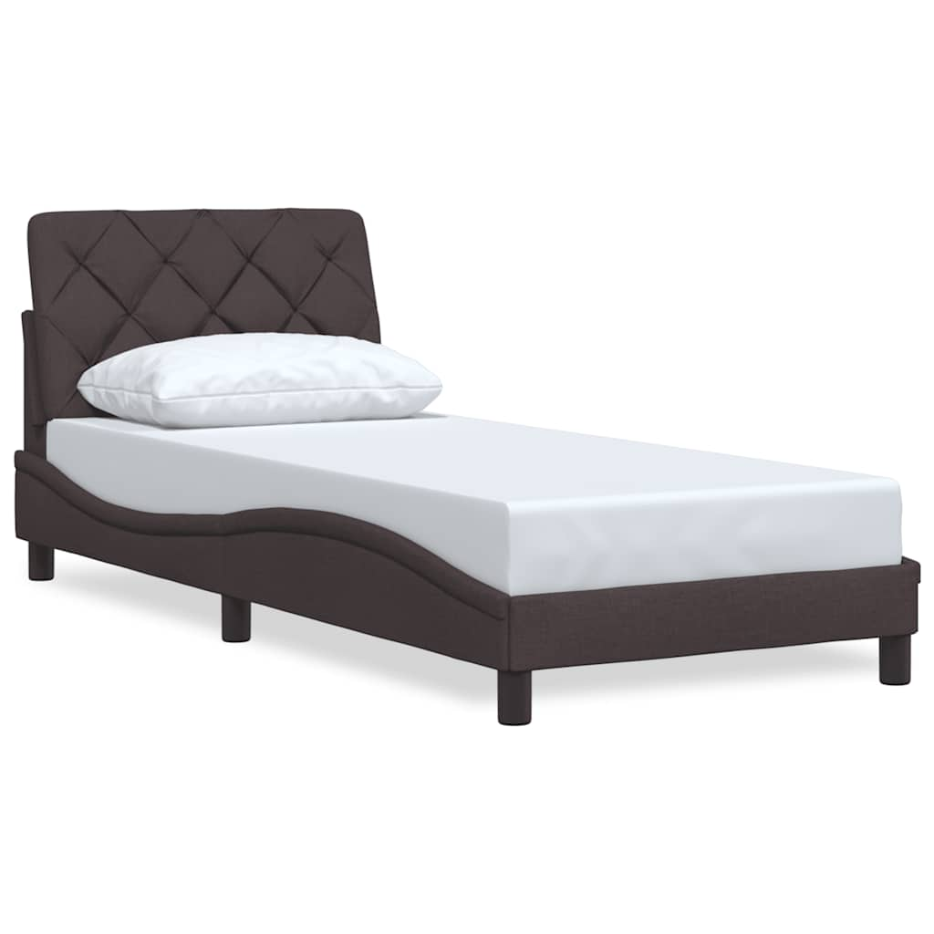 Cadre de lit sans matelas marron foncé 90x200 cm tissu