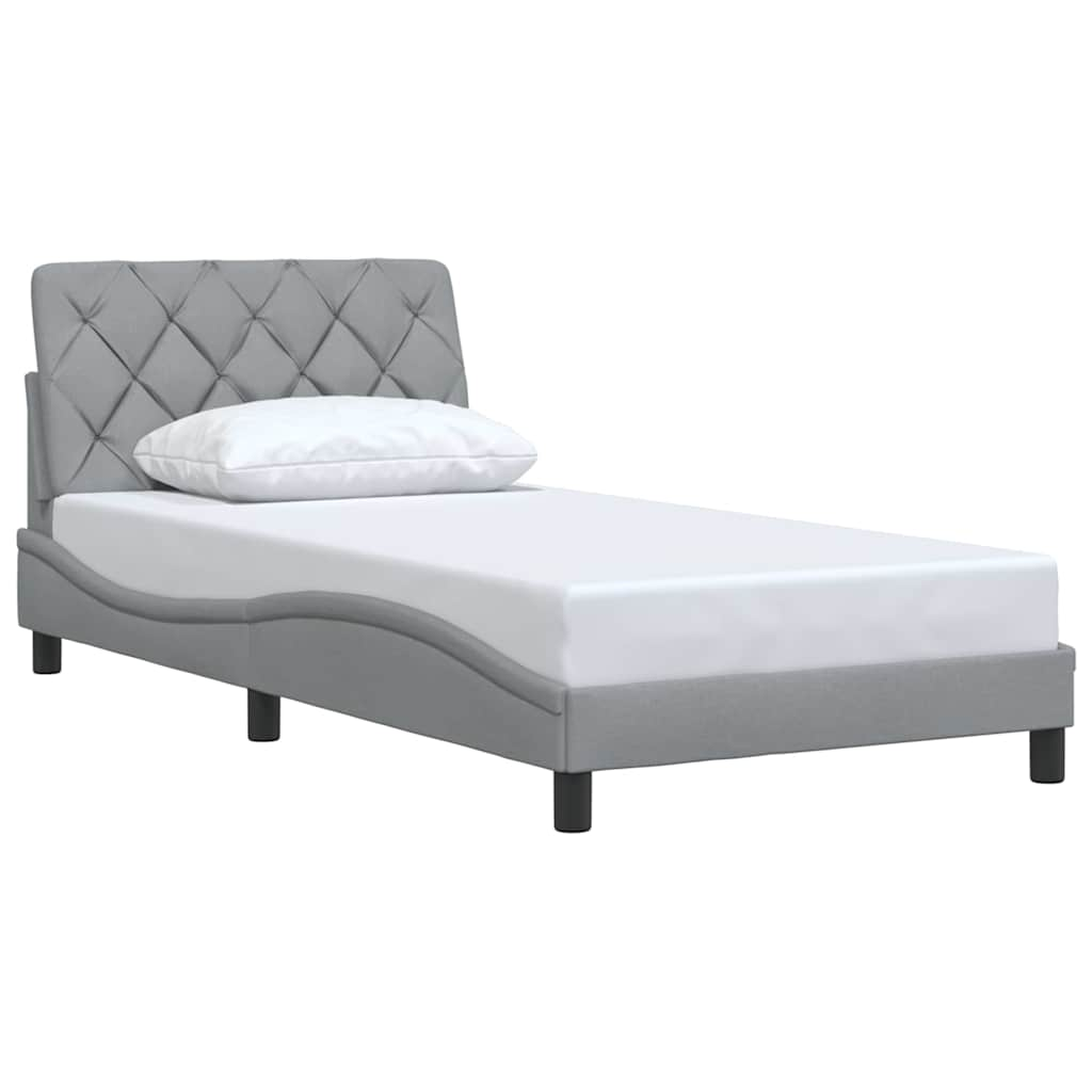 Cadre de lit sans matelas gris clair 100x200 cm tissu