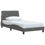 Cadre de lit sans matelas gris foncé 100x200 cm tissu