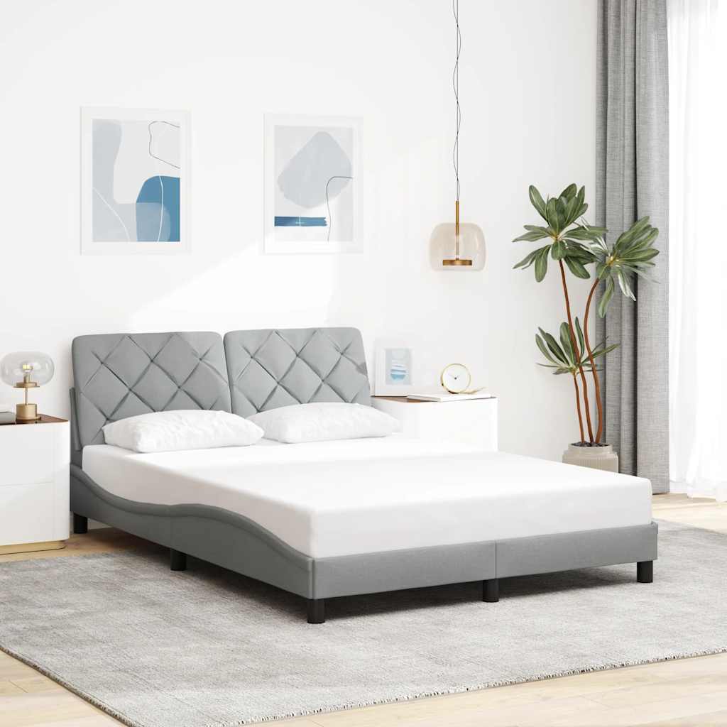 Cadre de lit sans matelas gris clair 120x200 cm tissu