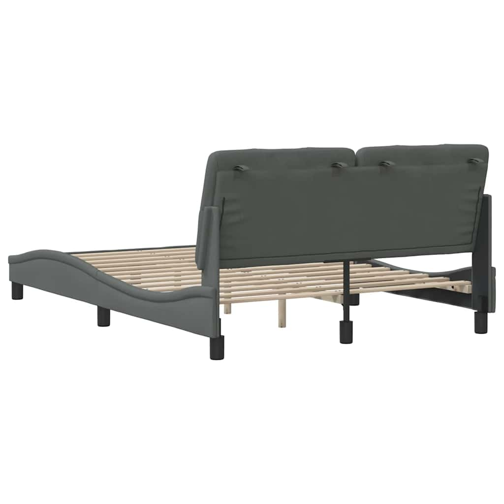 Cadre de lit sans matelas gris foncé 120x200 cm tissu