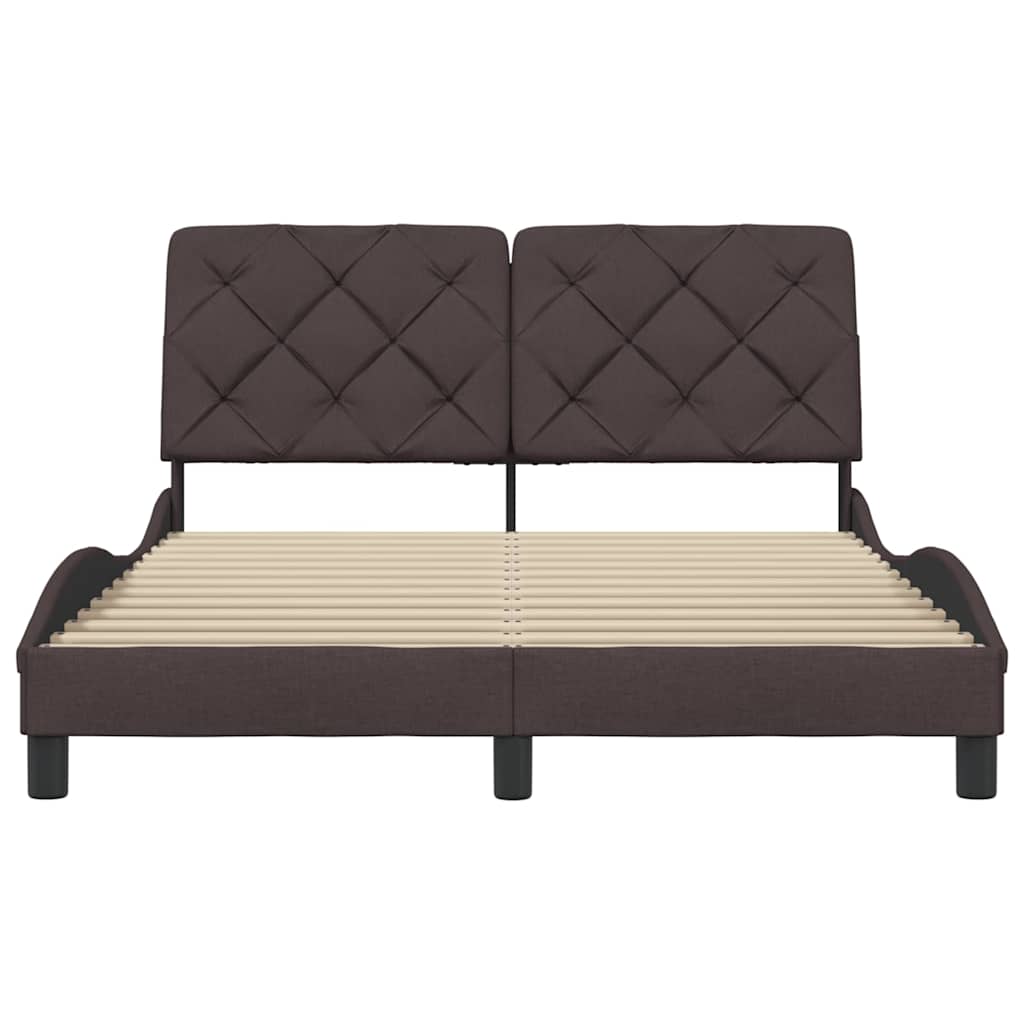 Cadre de lit sans matelas marron foncé 120x200 cm tissu