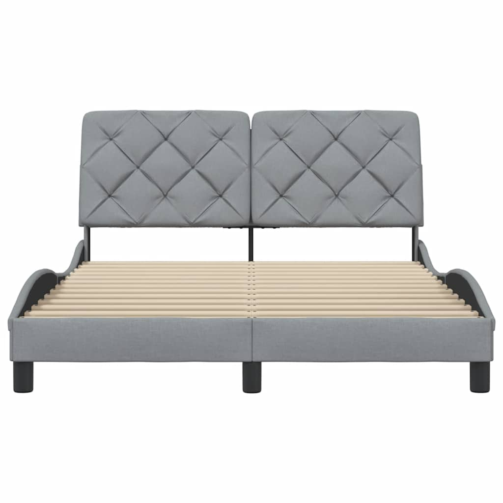 Cadre de lit sans matelas gris clair 140x190 cm tissu