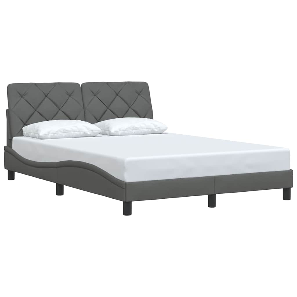 Cadre de lit sans matelas gris foncé 140x190 cm tissu