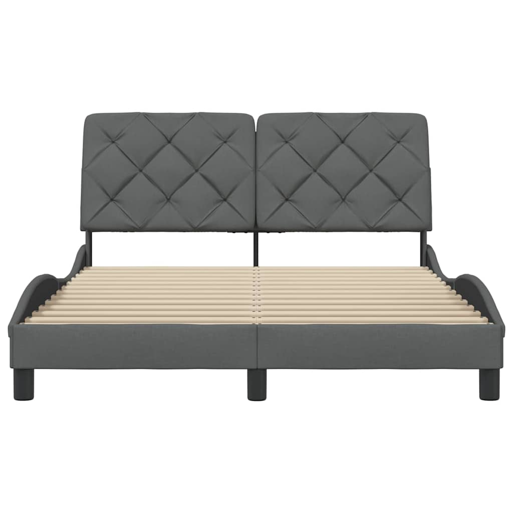 Cadre de lit sans matelas gris foncé 140x190 cm tissu