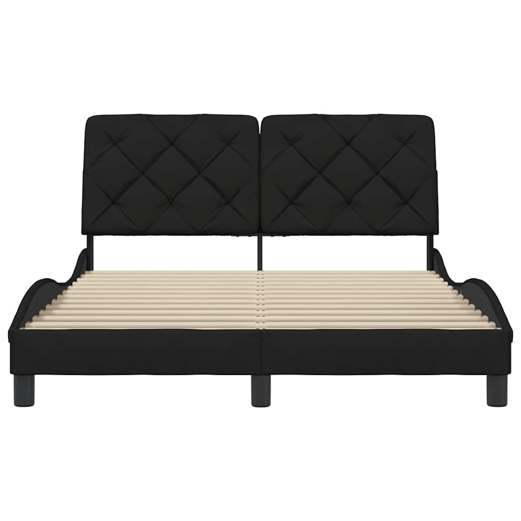 Cadre de lit sans matelas noir 140x190 cm tissu