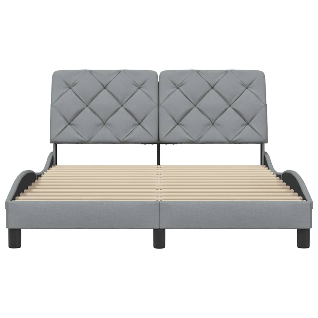 Cadre de lit sans matelas gris clair 140x200 cm tissu