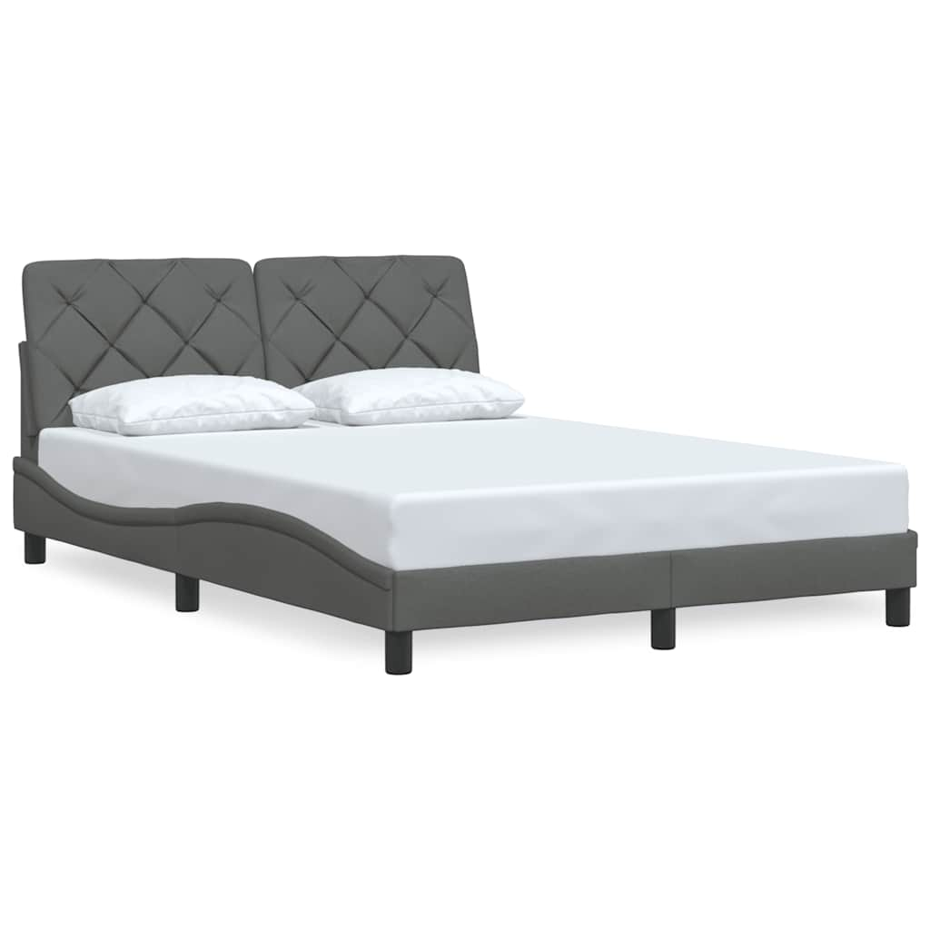 Cadre de lit sans matelas gris foncé 140x200 cm tissu