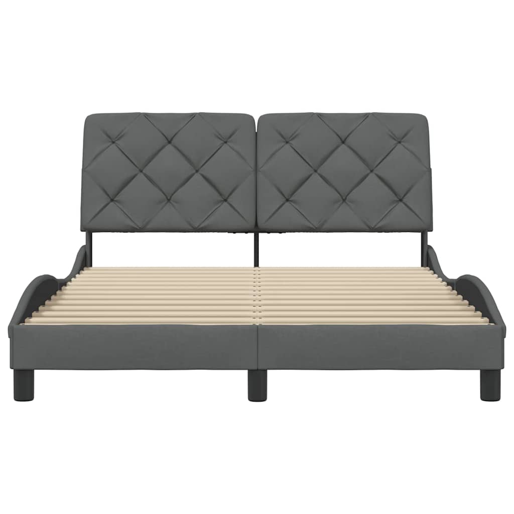 Cadre de lit sans matelas gris foncé 140x200 cm tissu