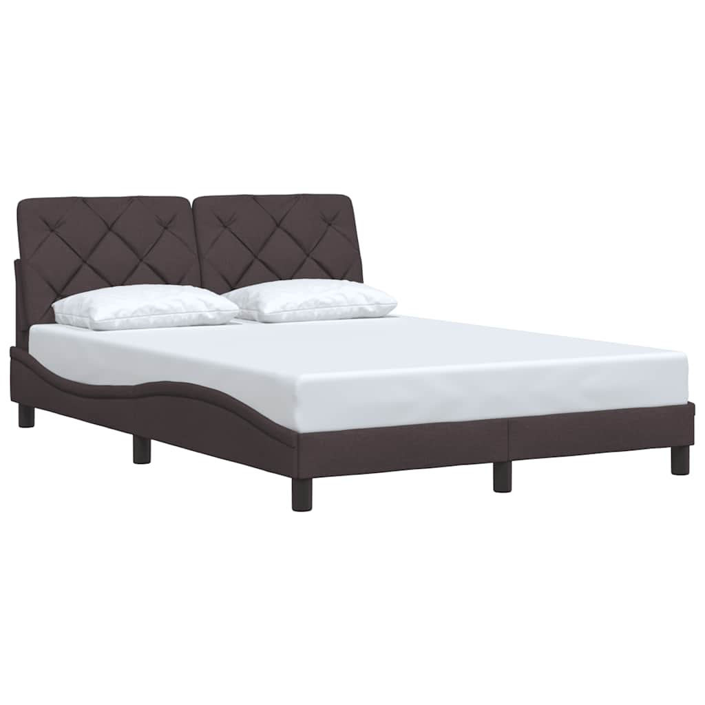 Cadre de lit sans matelas marron foncé 140x200 cm tissu