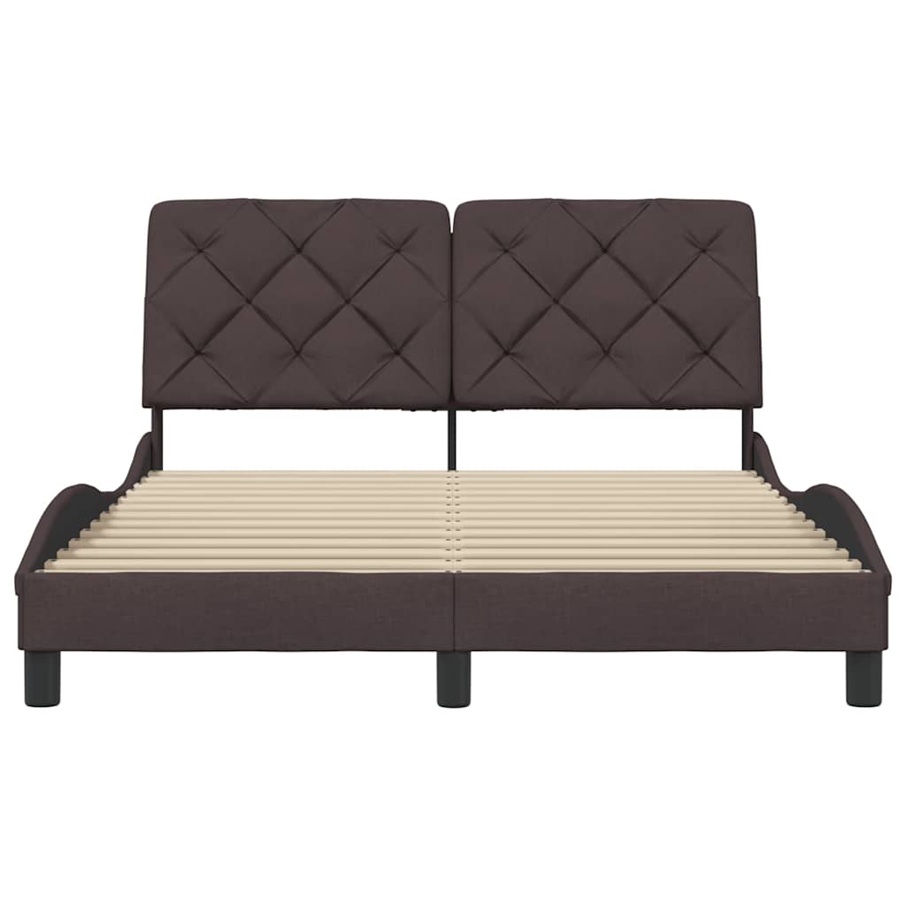 Cadre de lit sans matelas marron foncé 140x200 cm tissu