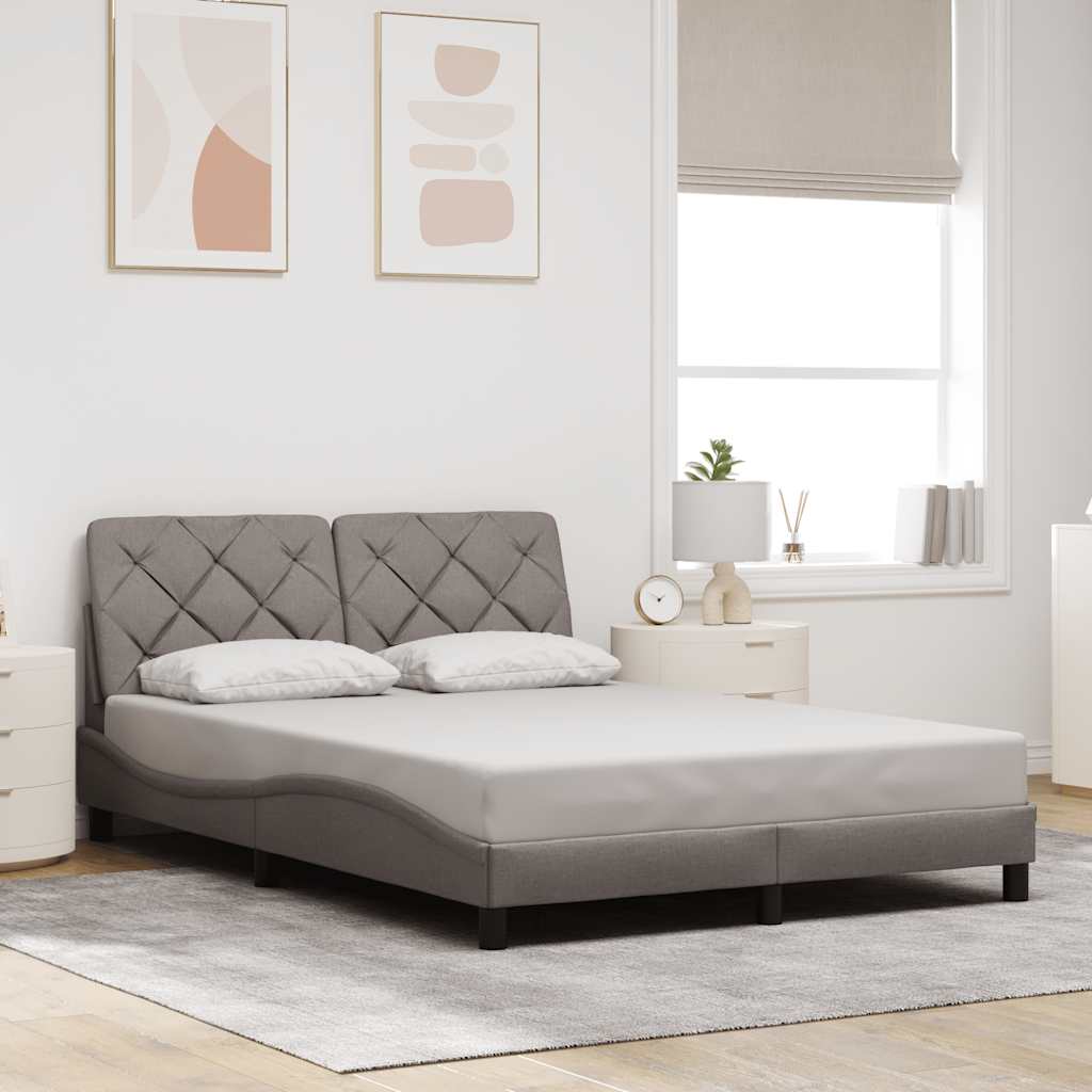 Cadre de lit sans matelas taupe 140x200 cm tissu