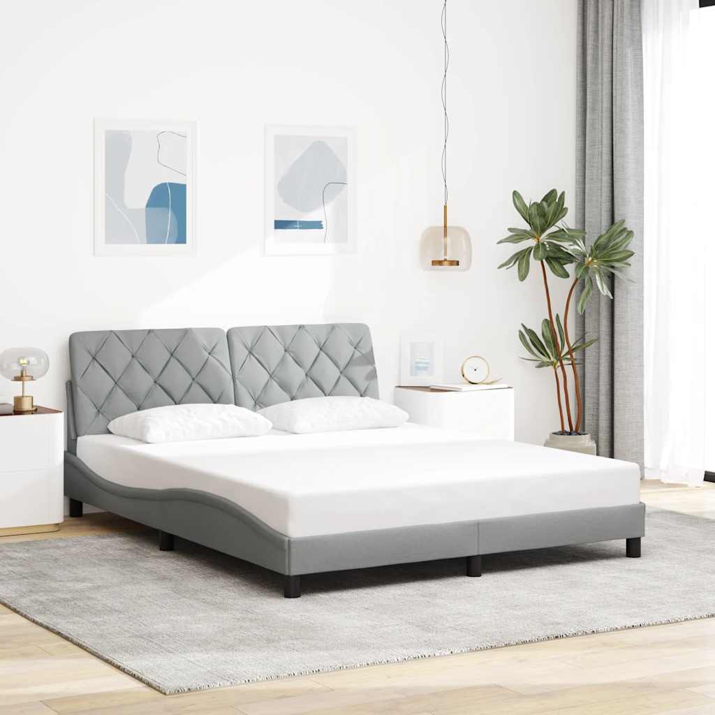 Cadre de lit sans matelas gris clair 160x200 cm tissu