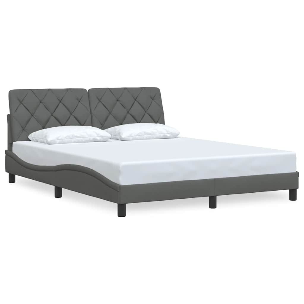 Cadre de lit sans matelas gris foncé 160x200 cm tissu