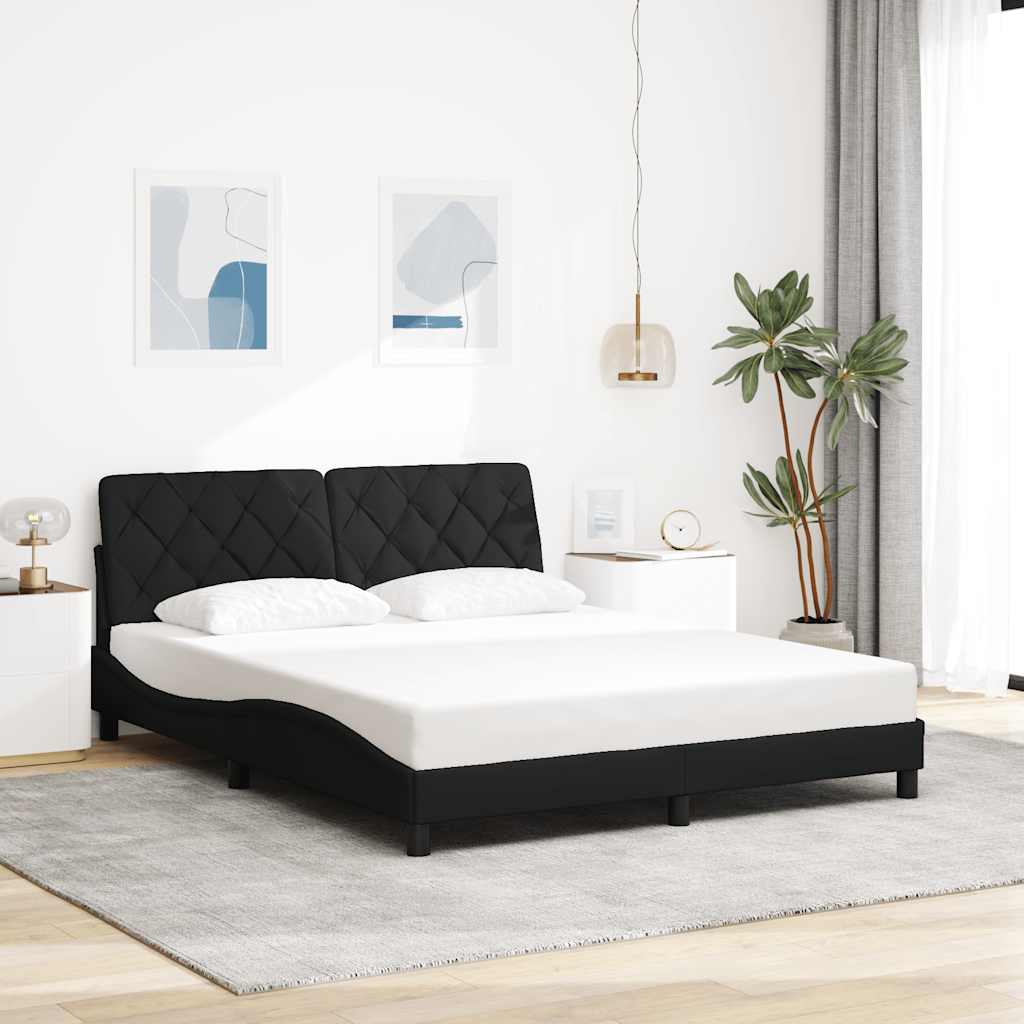 Cadre de lit sans matelas noir 160x200 cm tissu