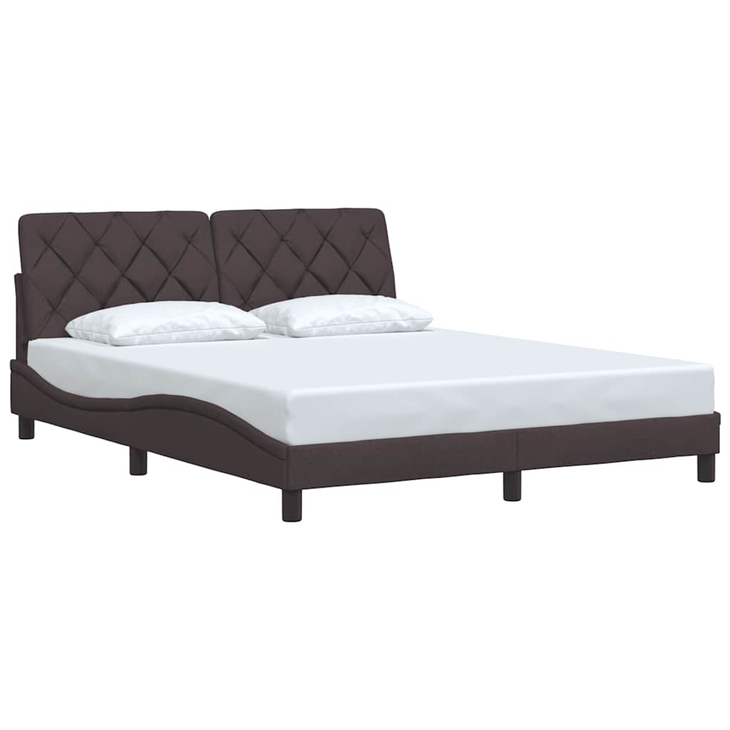 Cadre de lit sans matelas marron foncé 160x200 cm tissu