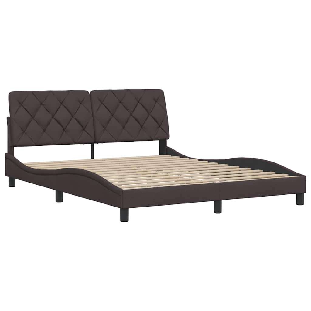 Cadre de lit sans matelas marron foncé 160x200 cm tissu