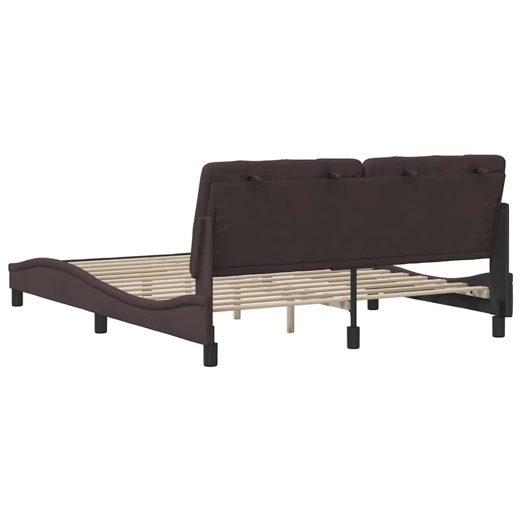 Cadre de lit sans matelas marron foncé 160x200 cm tissu