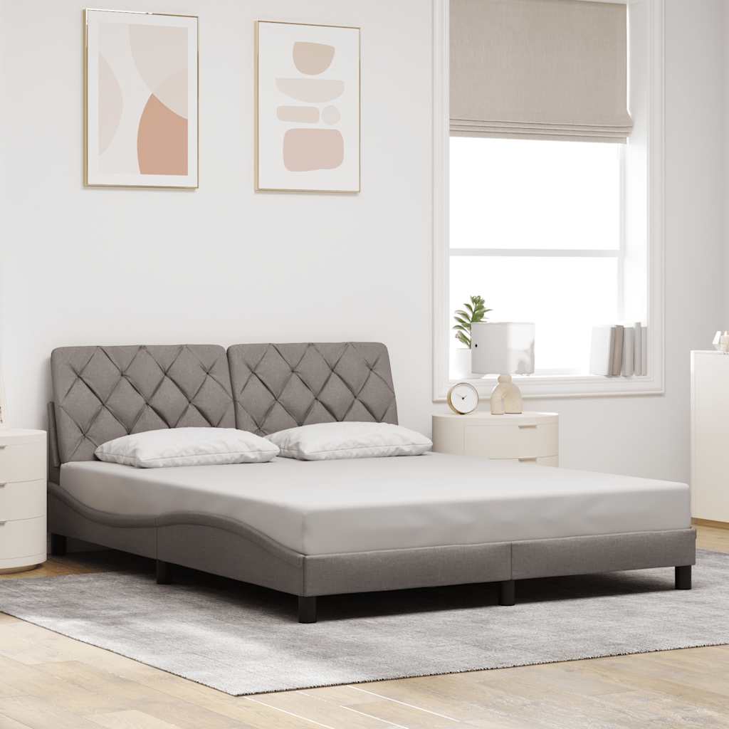 Cadre de lit sans matelas taupe 160x200 cm tissu