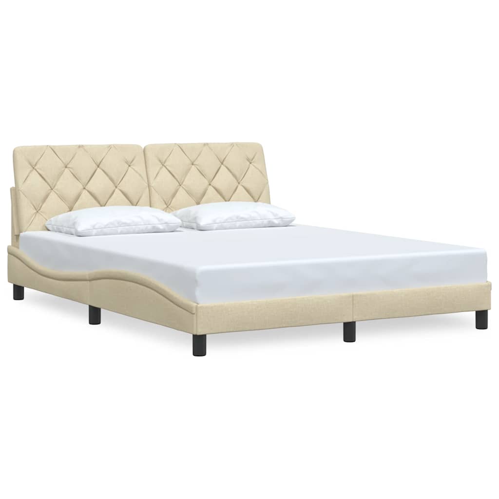 Cadre de lit sans matelas crème 160x200 cm tissu