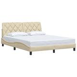 Cadre de lit sans matelas crème 160x200 cm tissu