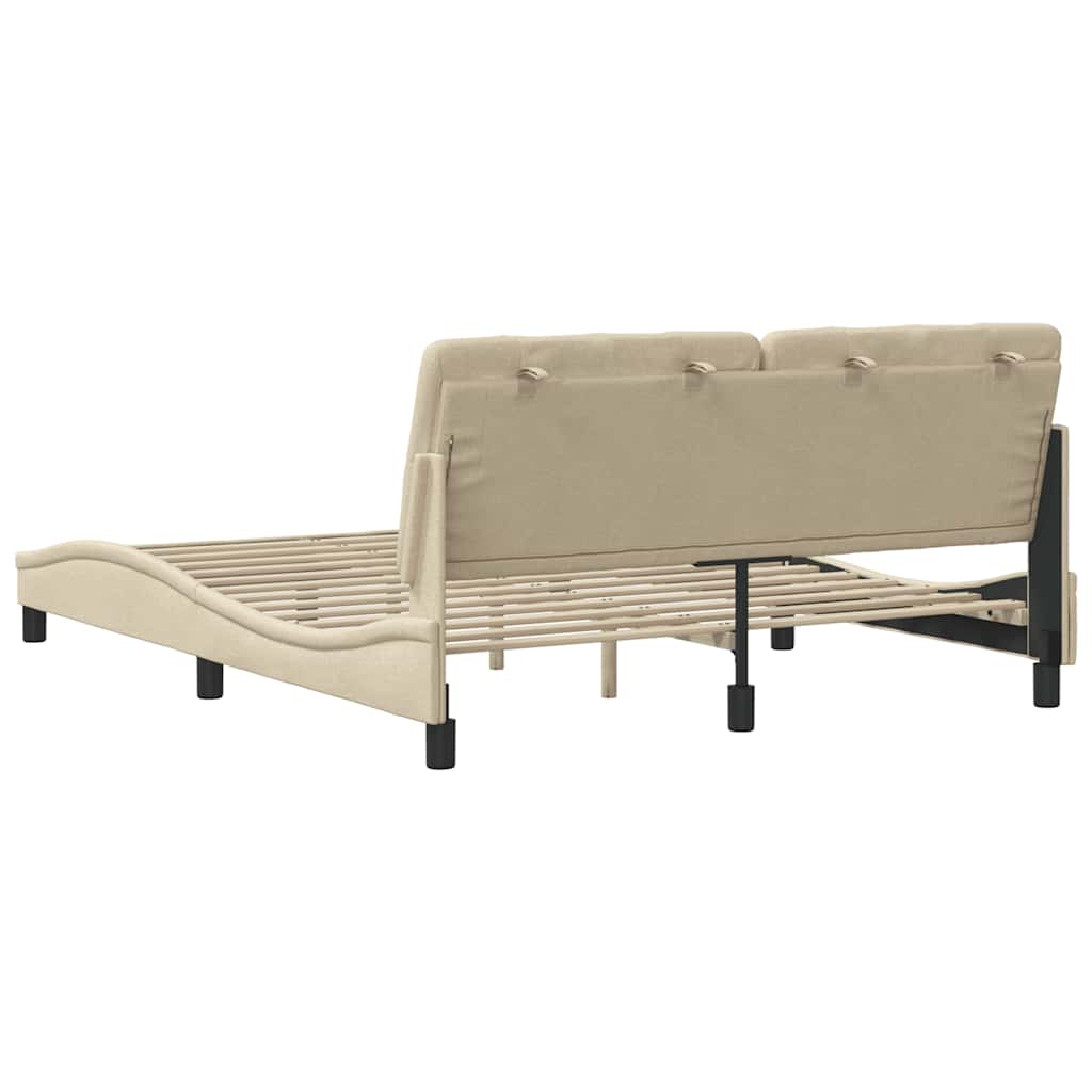 Cadre de lit sans matelas crème 160x200 cm tissu