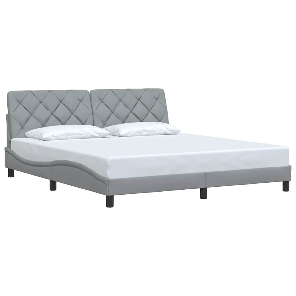 Cadre de lit sans matelas gris clair 180x200 cm tissu