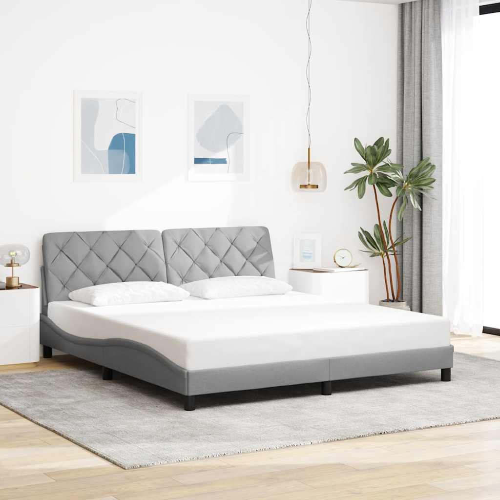 Cadre de lit sans matelas gris clair 180x200 cm tissu