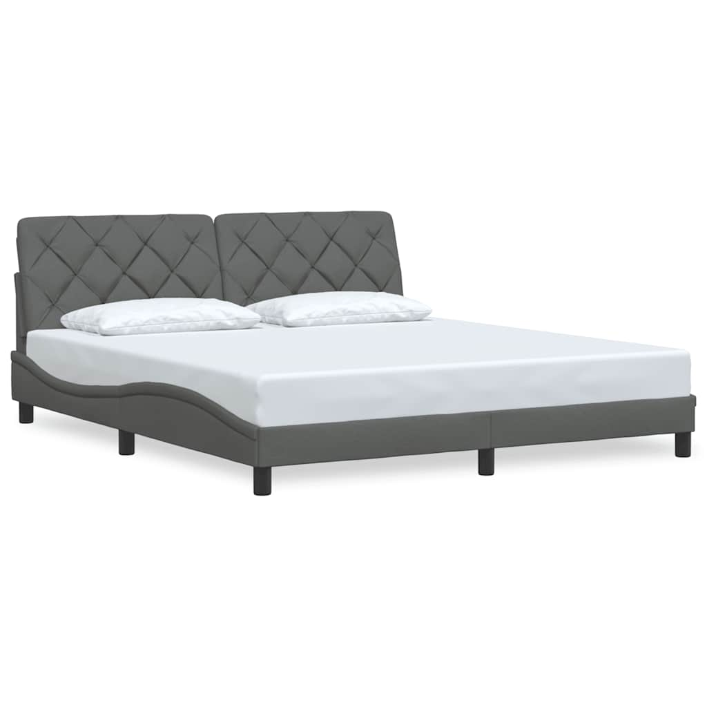 Cadre de lit sans matelas gris foncé 180x200 cm tissu