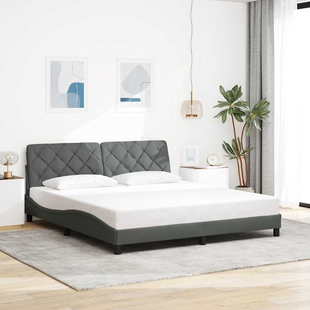 Cadre de lit sans matelas gris foncé 180x200 cm tissu