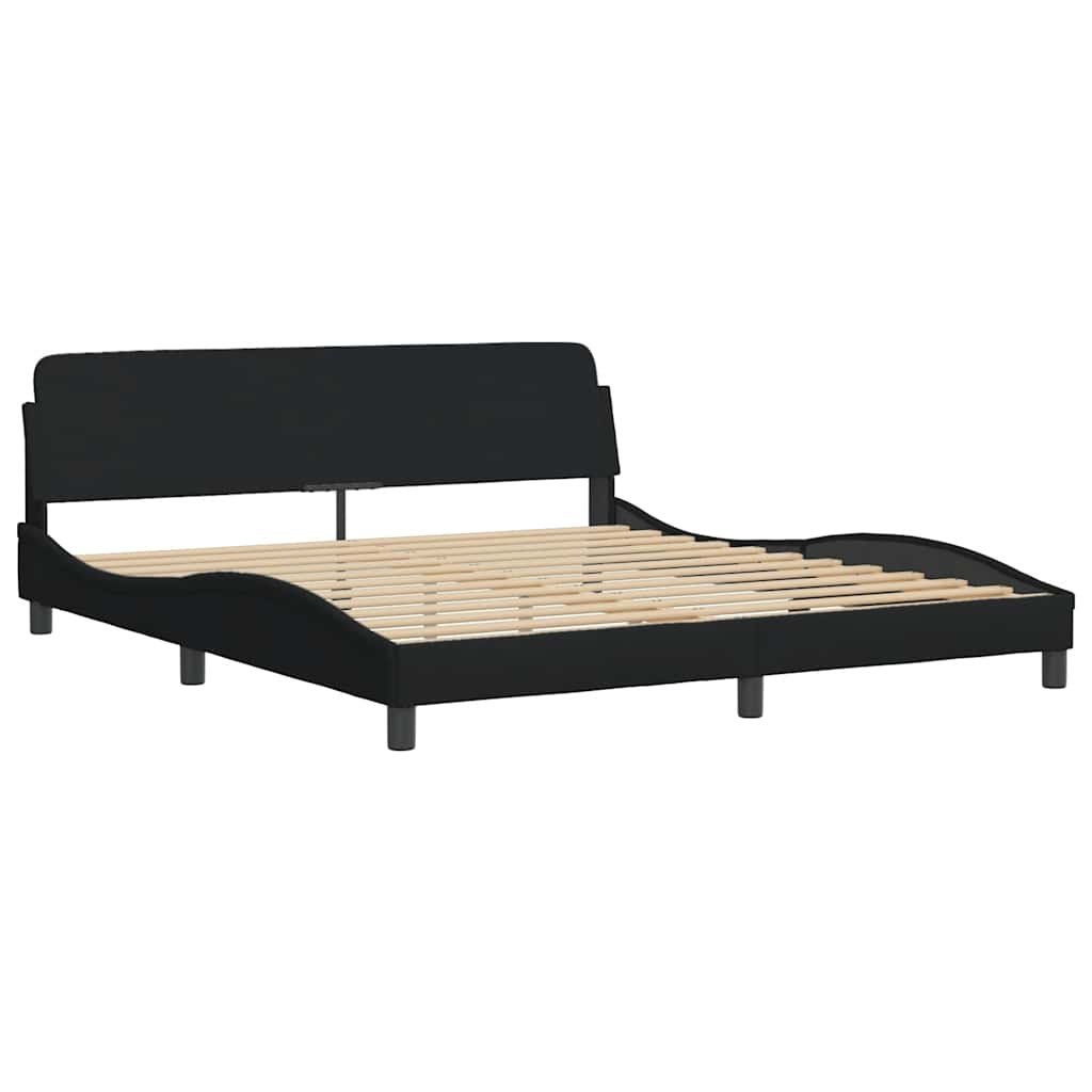 Cadre de lit sans matelas noir 180x200 cm tissu