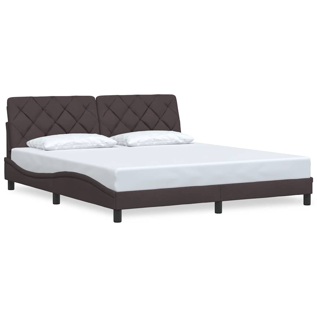 Cadre de lit sans matelas marron foncé 180x200 cm tissu