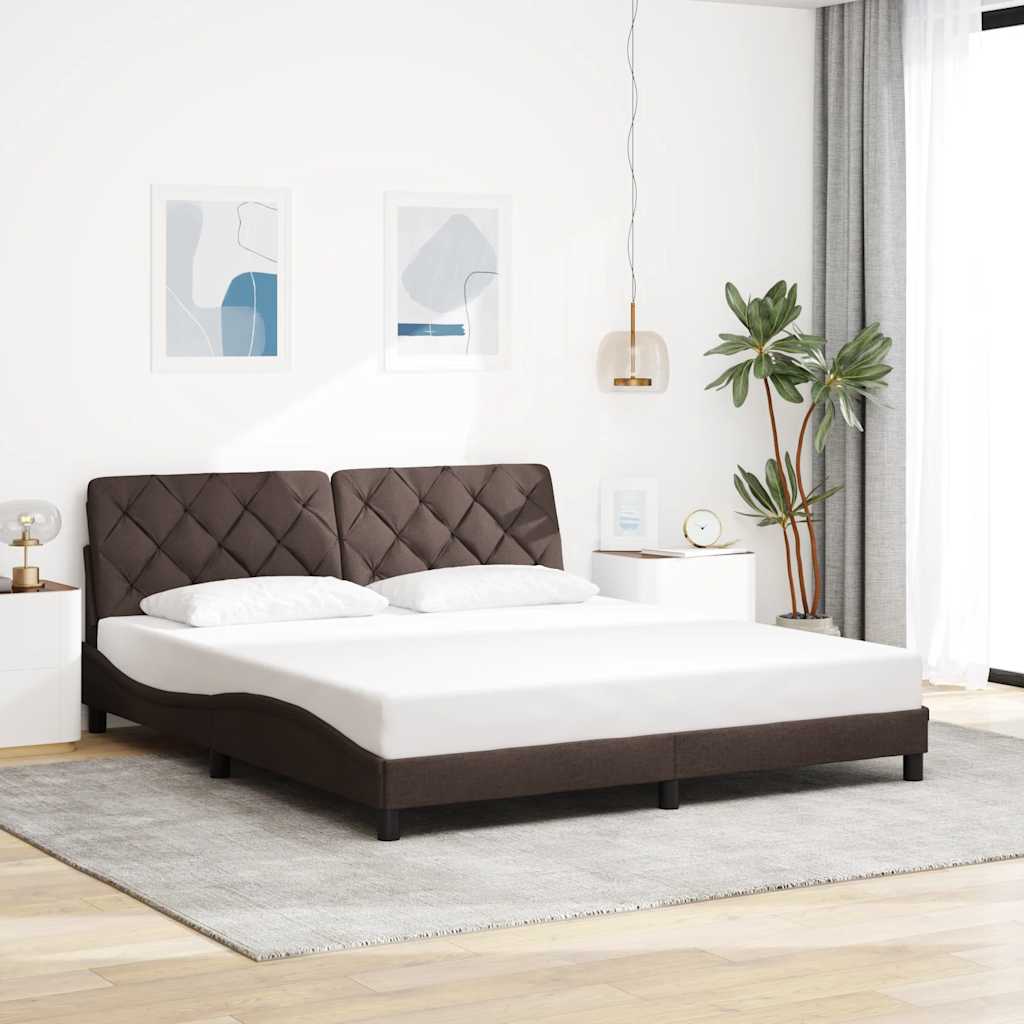 Cadre de lit sans matelas marron foncé 180x200 cm tissu