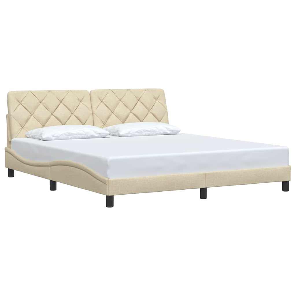 Cadre de lit sans matelas crème 180x200 cm tissu