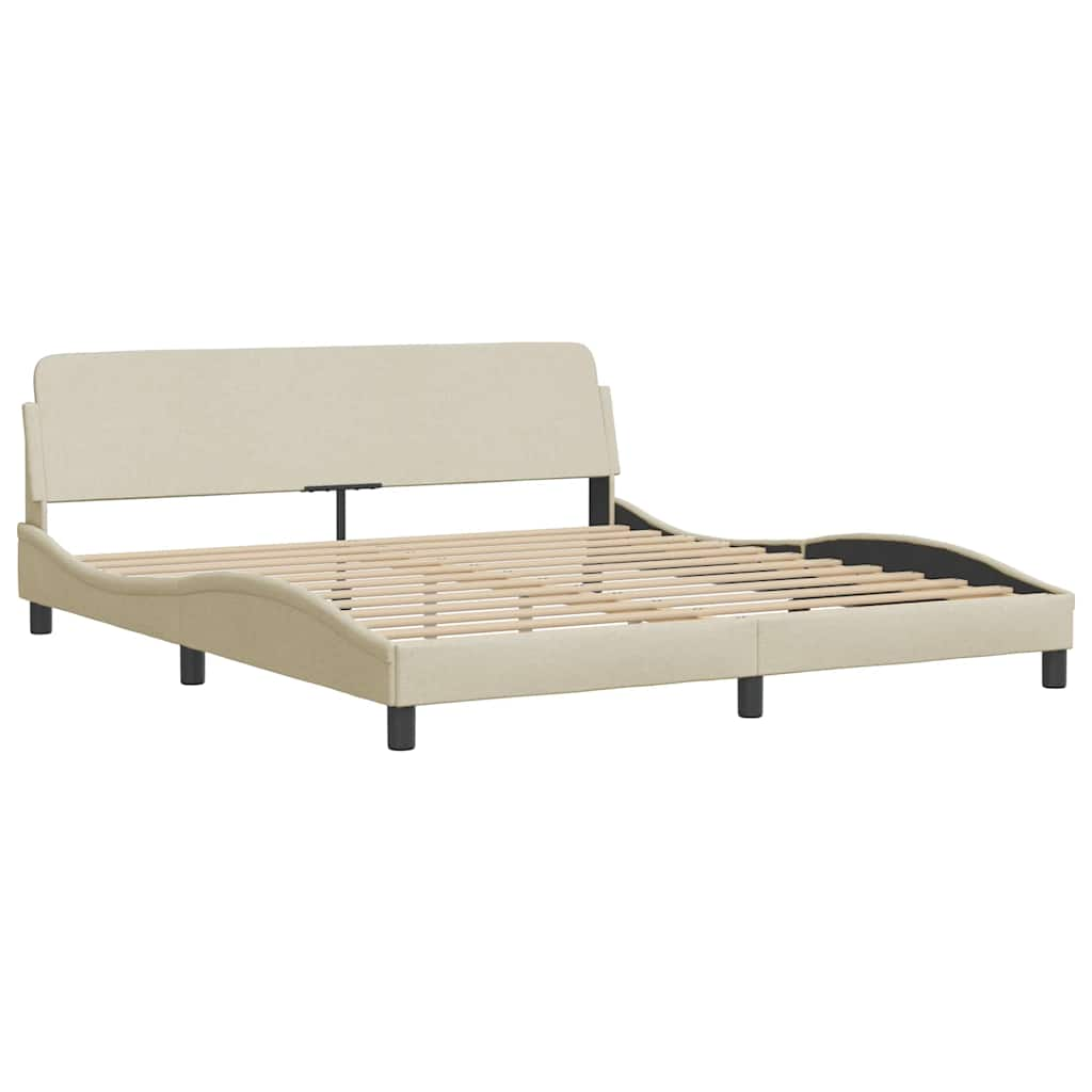 Cadre de lit sans matelas crème 180x200 cm tissu