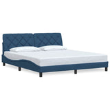 Bed frame without mattress blue 180x200 cm fabric