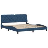 Bed frame without mattress blue 180x200 cm fabric