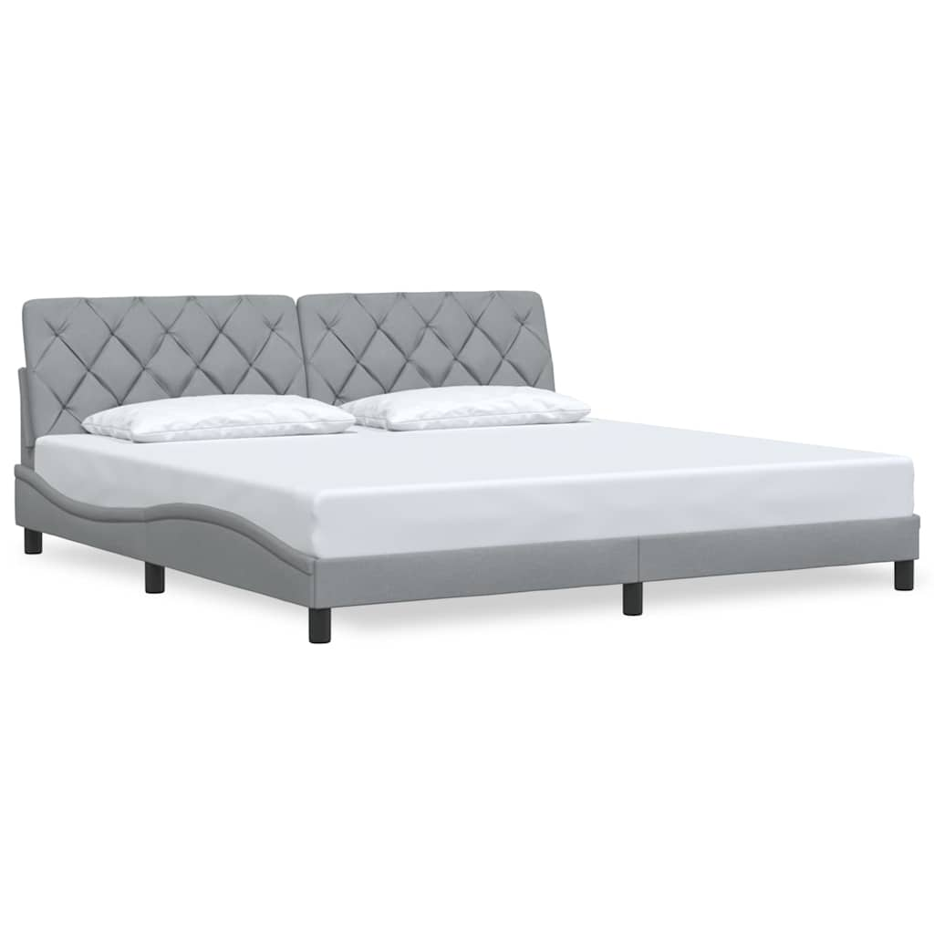 Cadre de lit sans matelas gris clair 200x200 cm tissu