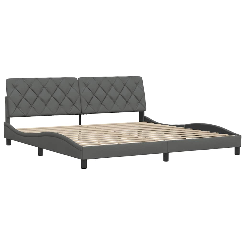 Cadre de lit sans matelas gris foncé 200x200 cm tissu