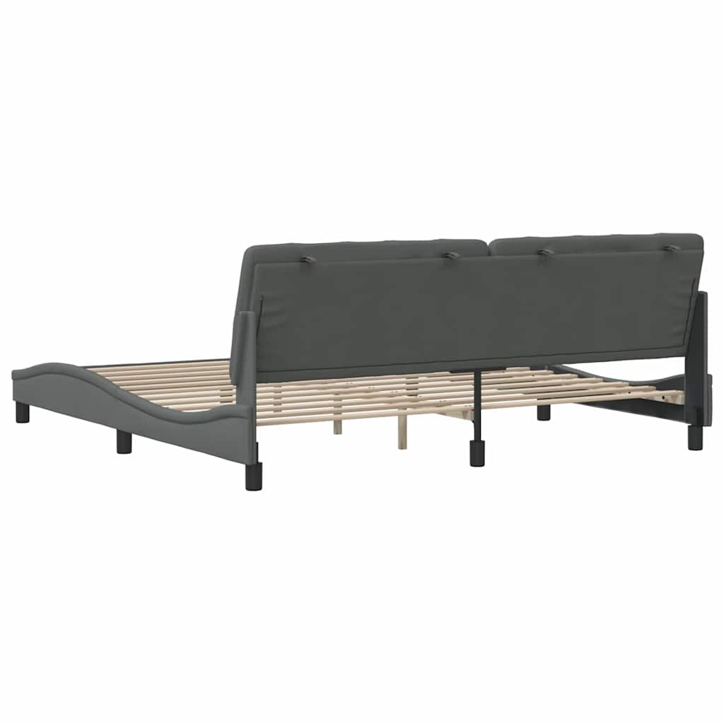 Cadre de lit sans matelas gris foncé 200x200 cm tissu