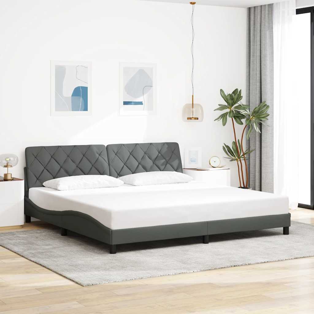 Cadre de lit sans matelas gris foncé 200x200 cm tissu