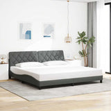 Cadre de lit sans matelas gris foncé 200x200 cm tissu