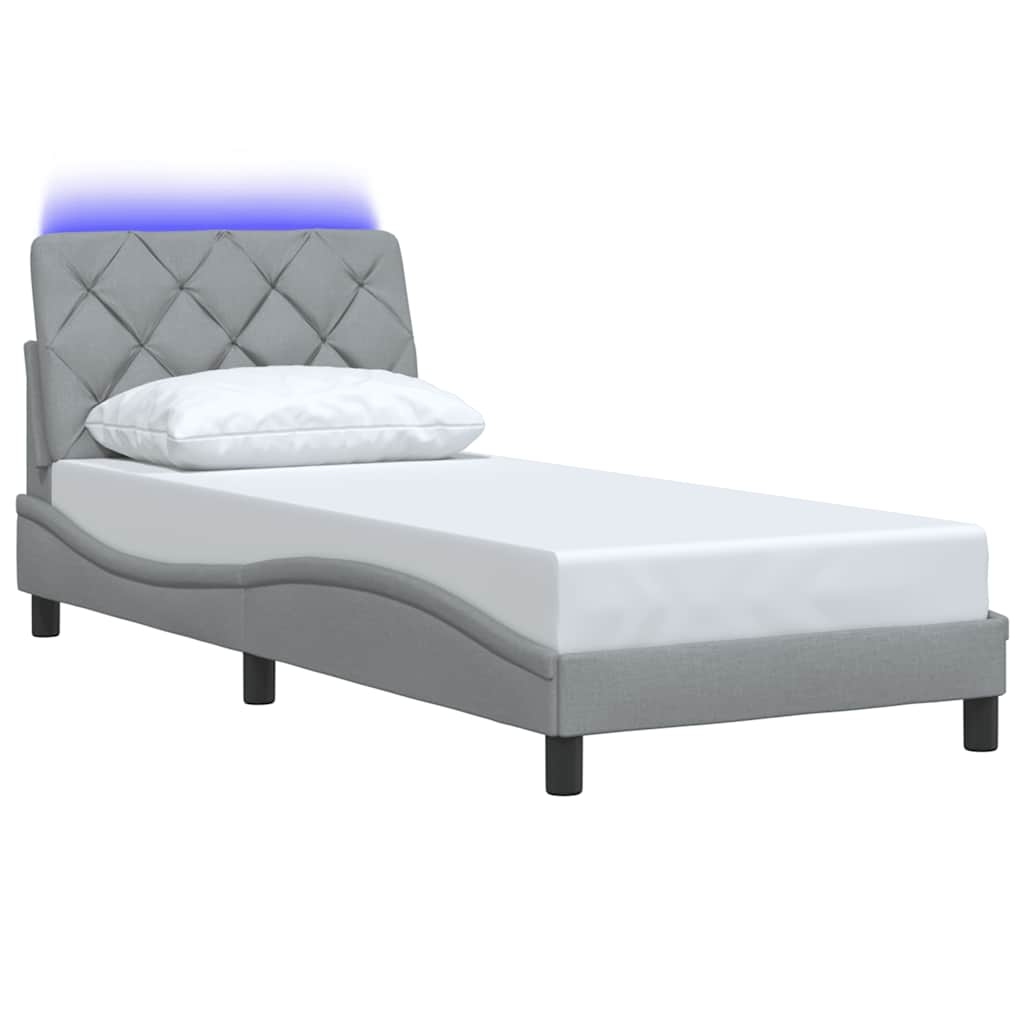 Cadre de lit avec LED sans matelas gris clair 80x200 cm tissu