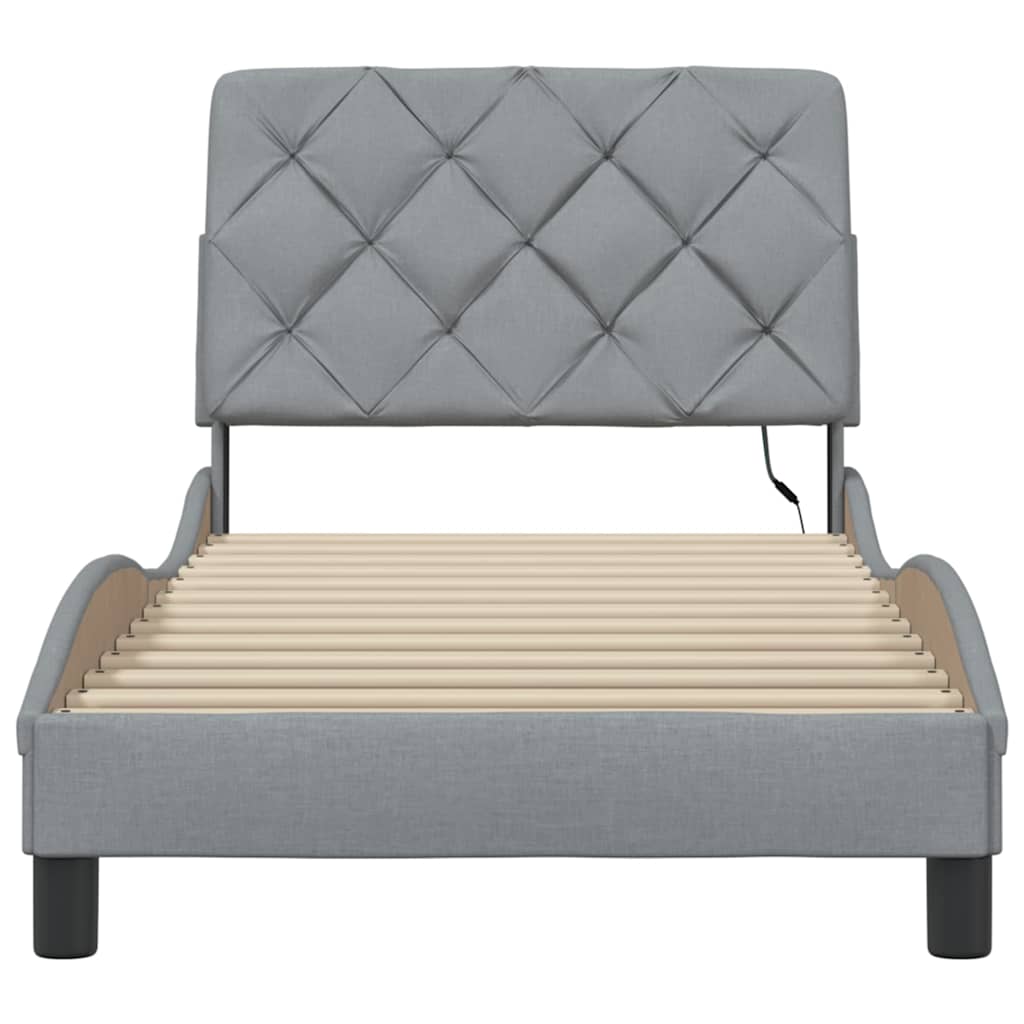 Cadre de lit avec LED sans matelas gris clair 80x200 cm tissu