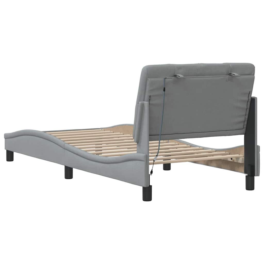 Cadre de lit avec LED sans matelas gris clair 80x200 cm tissu